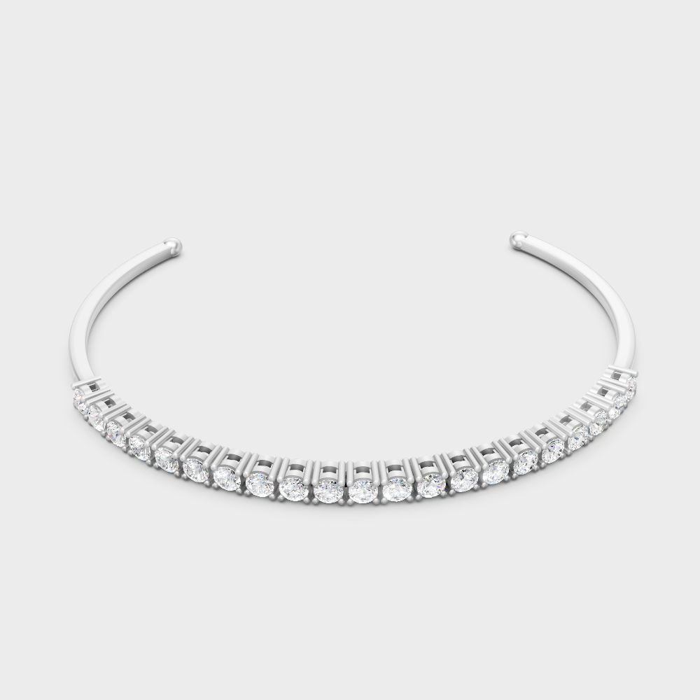 Classic Diamond Open Bracelet White Gold