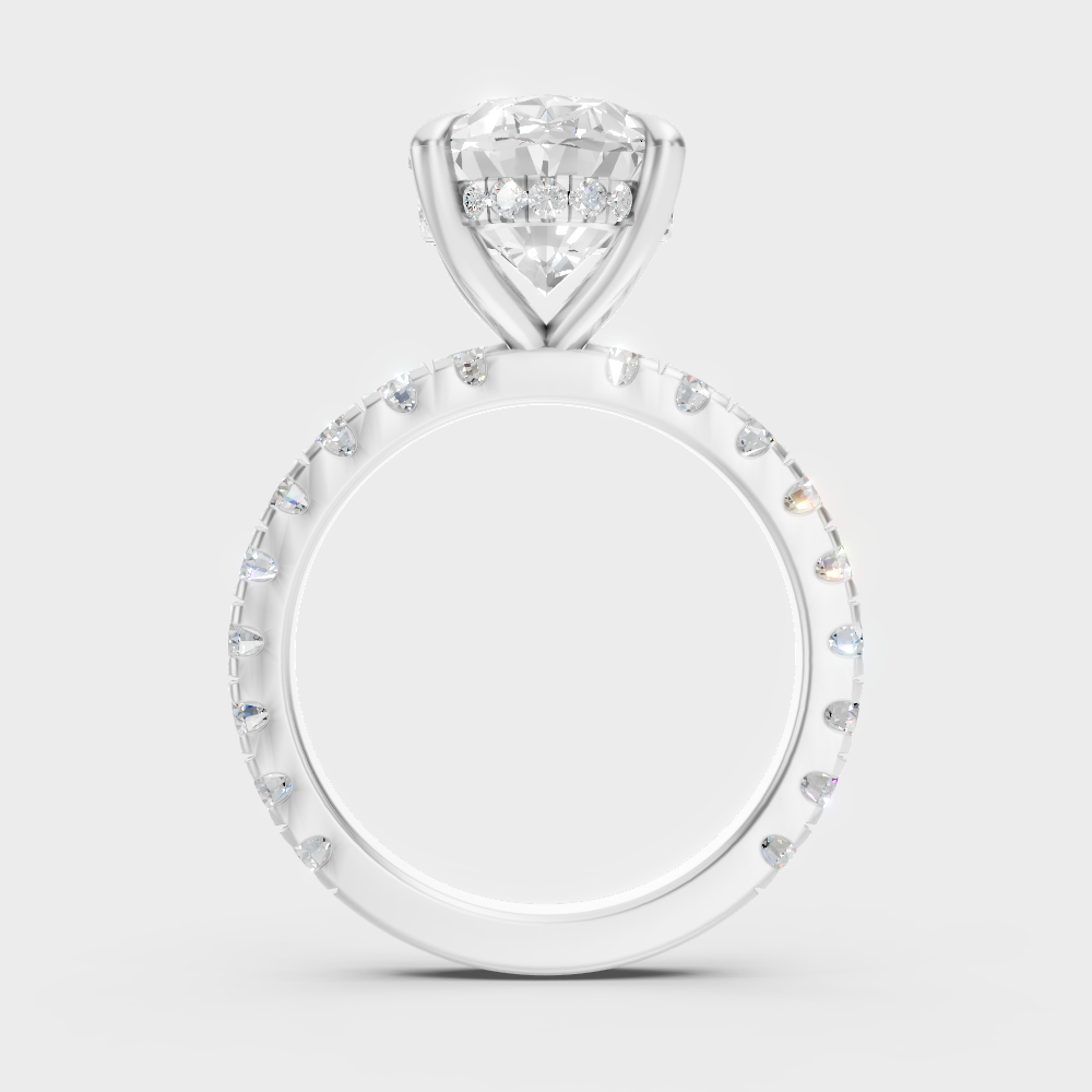 Hallmarked 14K White Gold Ring With 3.89Ct Brilliant Oval Lab Diamond Detail