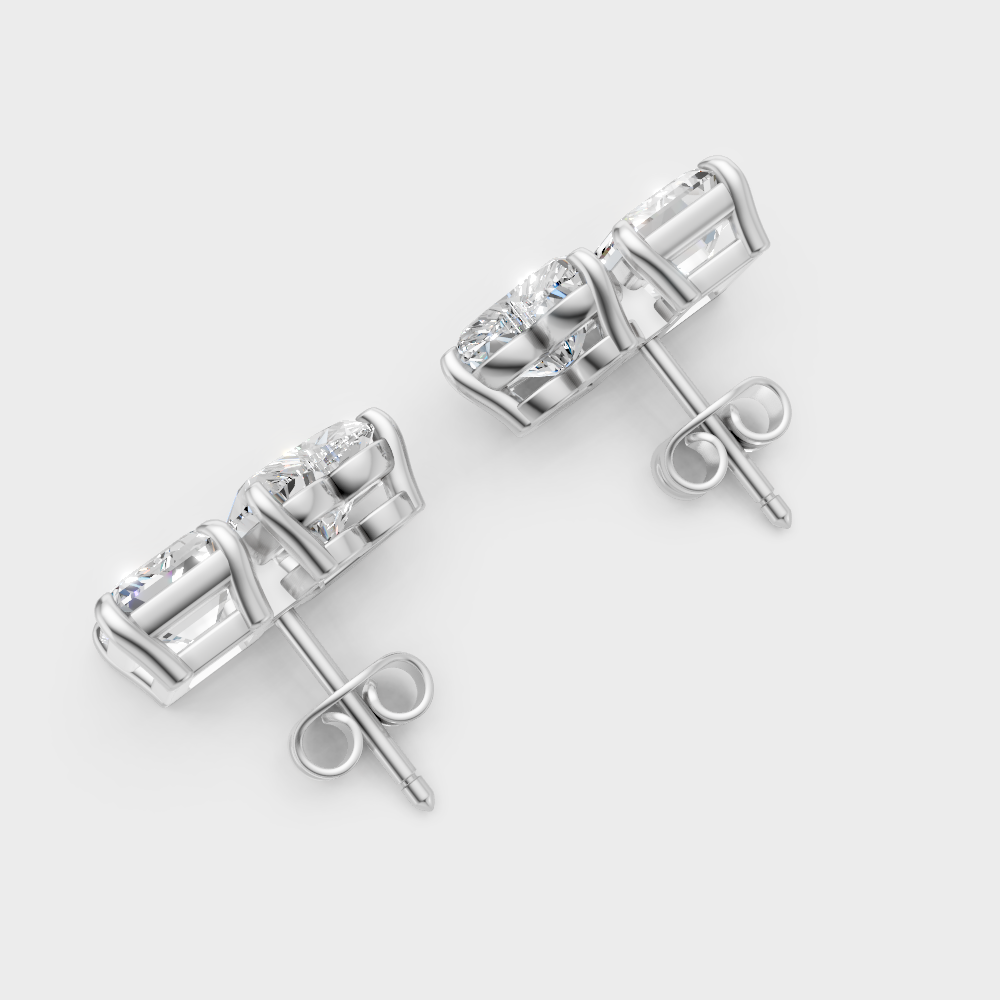 Toi-Et-Moi Emerald And Heart Cut 4 Carat Lab-Grown Diamond Stud Earrings In 950 Platinum – Certified Diamond Premium Jewelry