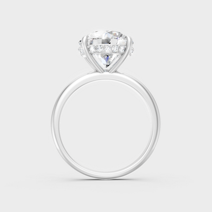 White Gold Round-Shaped Lab-Grown Diamond Halo Ring With Hallmark Quality