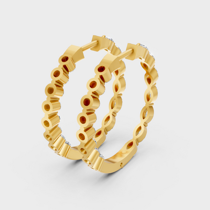 Sustainable 14K yellow gold hoops with brilliant marquise-cut lab-grown diamonds
