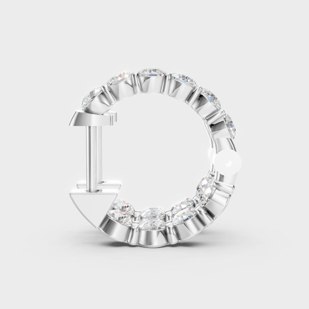 Premium Diamond Hoop Earrings In 18K White Gold Modern Design