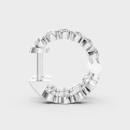 Premium Diamond Hoop Earrings In 18K White Gold Modern Design