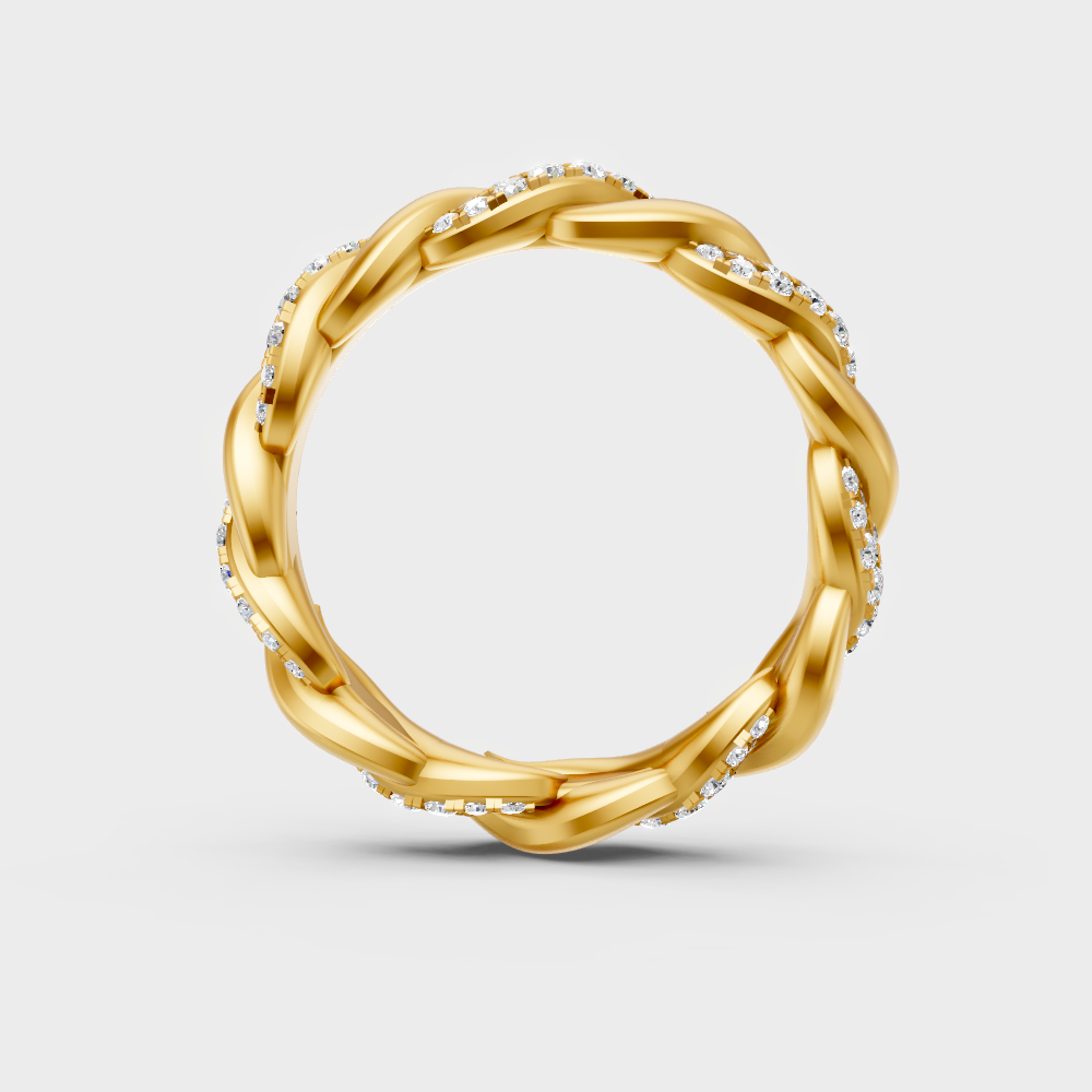 Sustainable Yellow Gold Wedding Band With A Brilliant Round Diamond