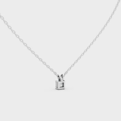 GLI Certified 1 Carat Princess Cut Lab-Grown Diamond Necklace White Gold