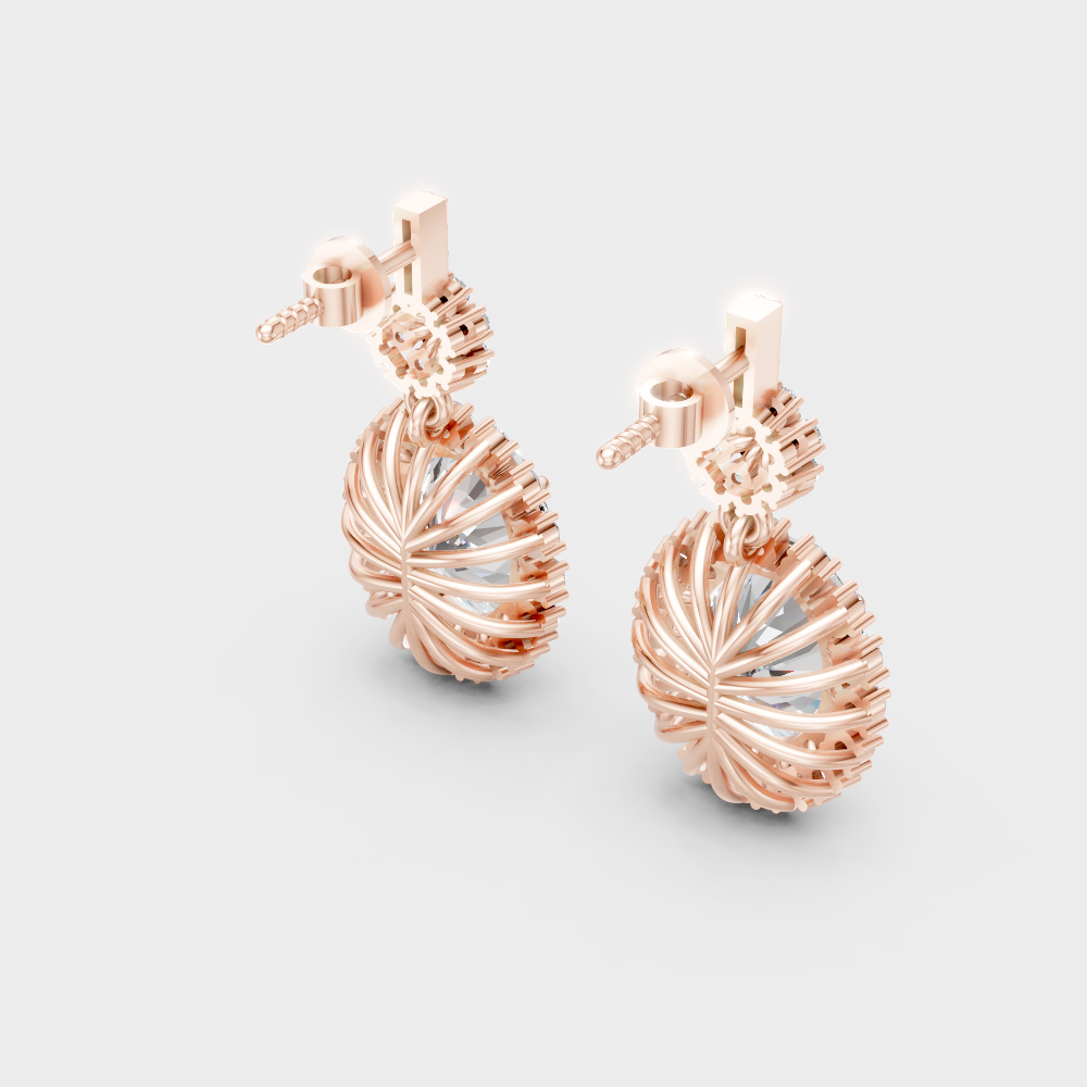 Statement Round And Oval Cut Diamond Earrings In Rose Gold