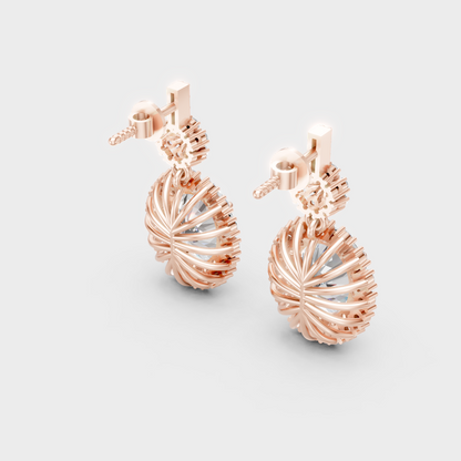 Statement Round And Oval Cut Diamond Earrings In Rose Gold