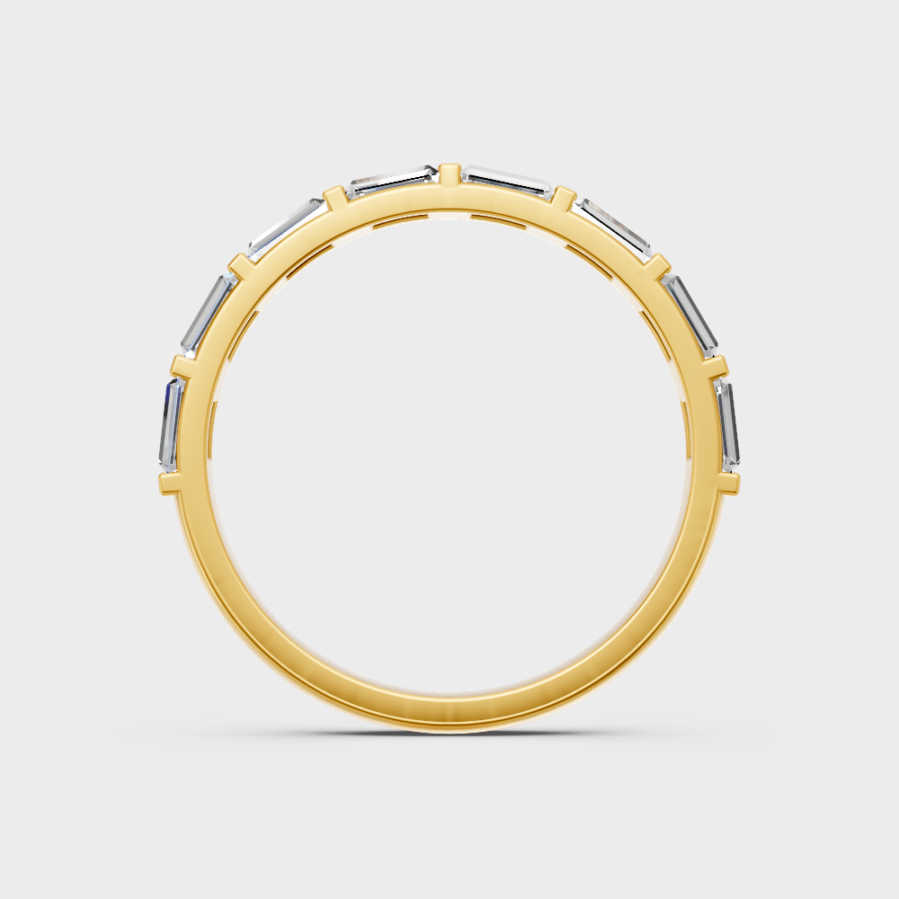 Hallmarked yellow gold channel-set baguette lab-grown diamond ring
