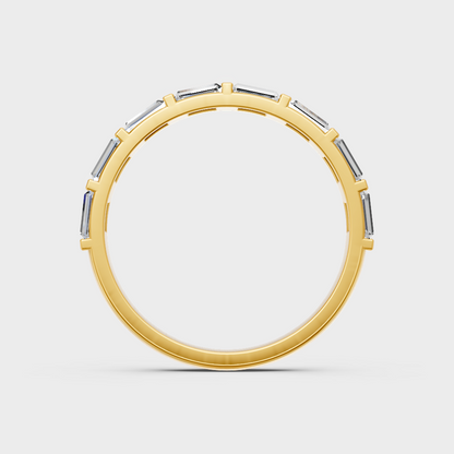 Hallmarked yellow gold channel-set baguette lab-grown diamond ring