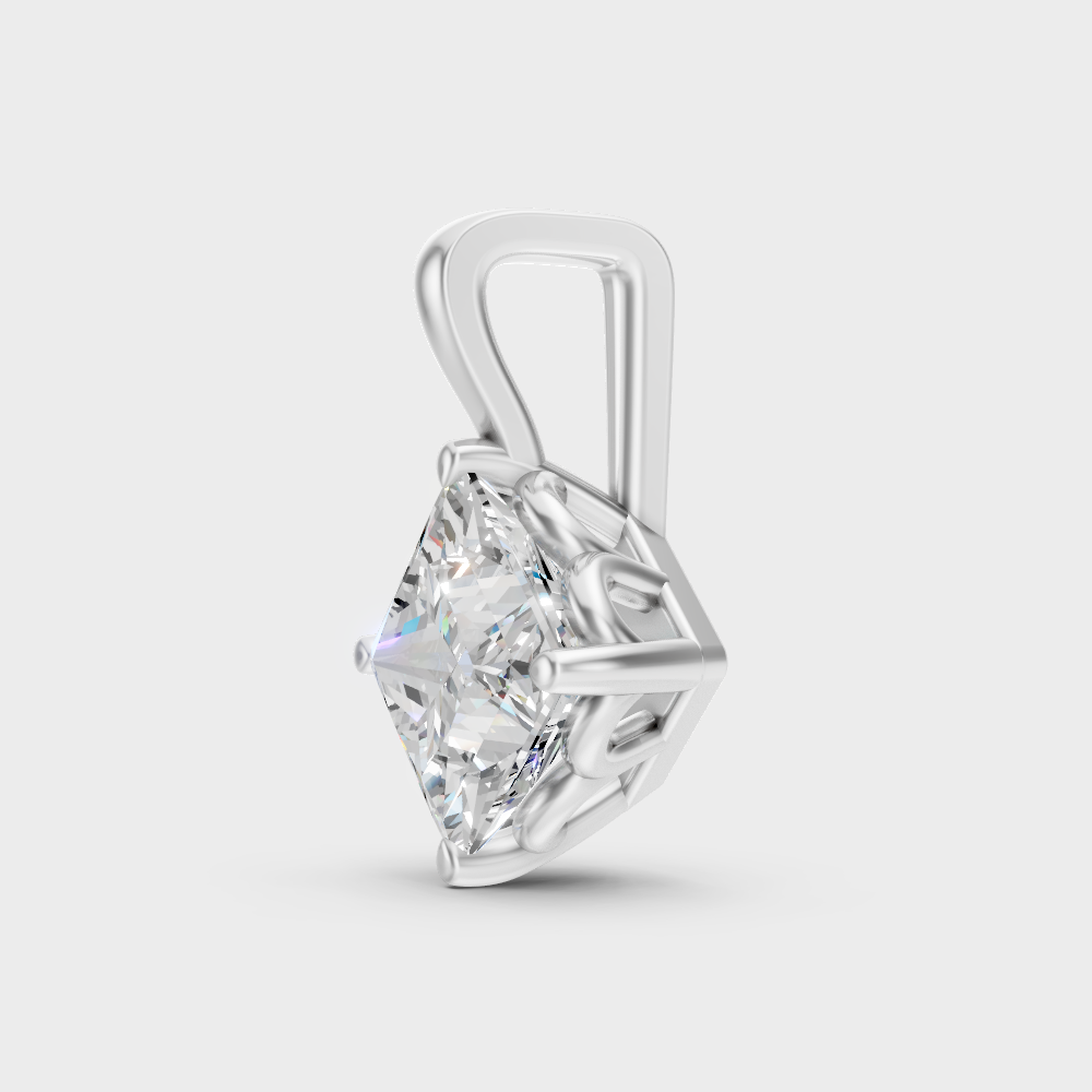  High-Polish 950 Platinum Princess Lab Diamond Pendant For Sharp Sparkle