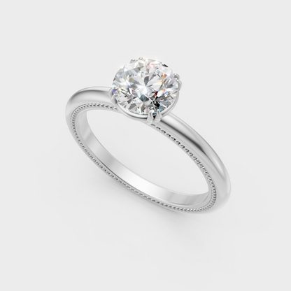  High-Polish 950 Platinum Round-Cut Lab Diamond Ring For Maximum Sparkle