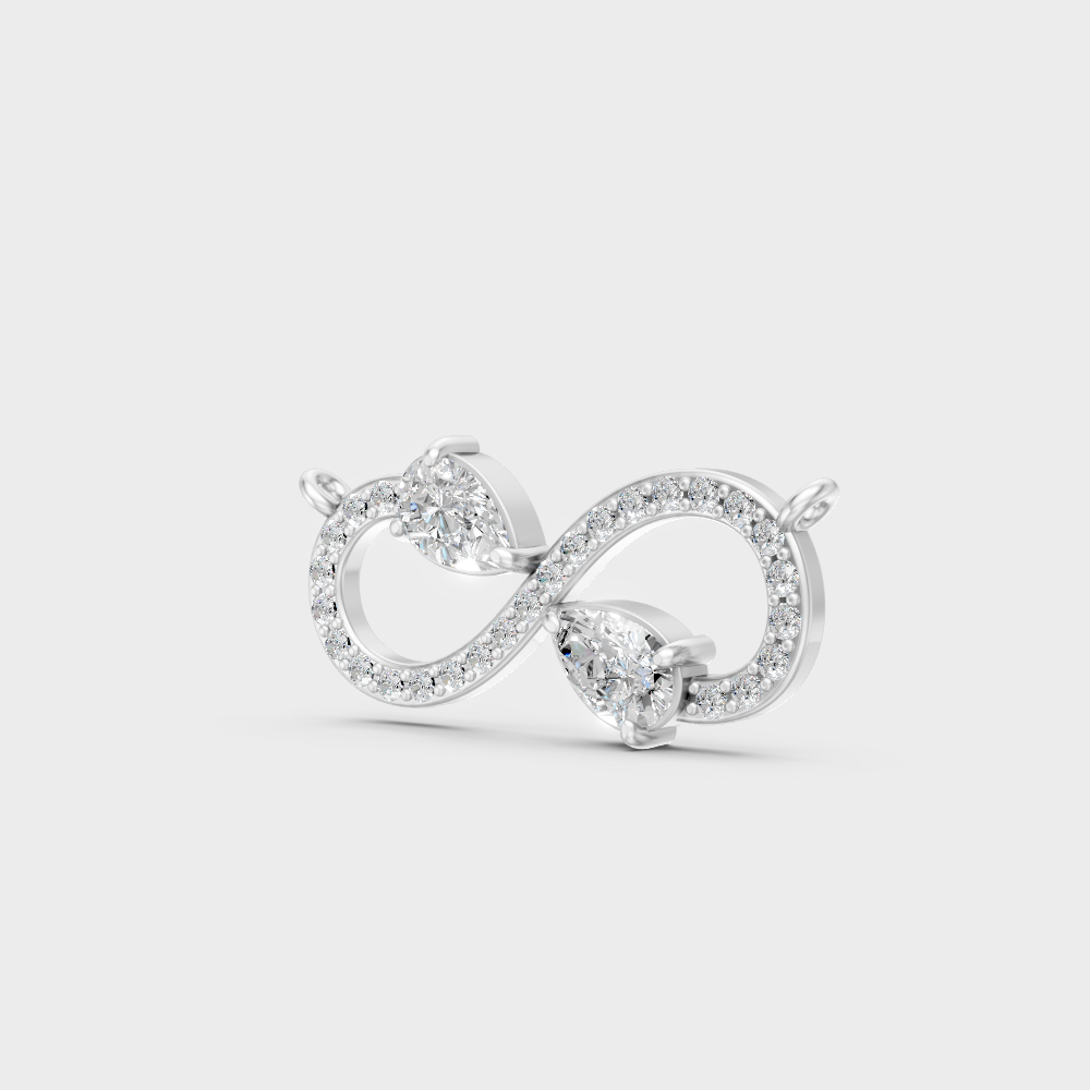 White Gold Pear-Shaped Lab-Grown Diamond Infinity Pendant With Hallmark Gold Quality
