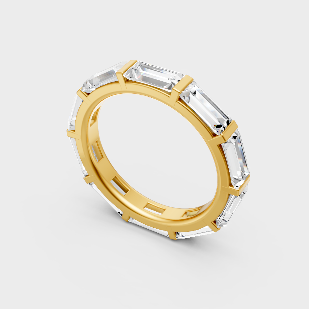 Classic 14K Yellow Gold Baguette Diamond Wedding Band Featuring 3.66Ct Lab Diamonds