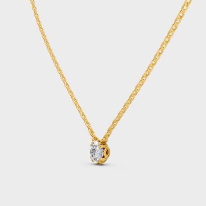 Certified Round Diamond Pendant Necklace Yellow Gold