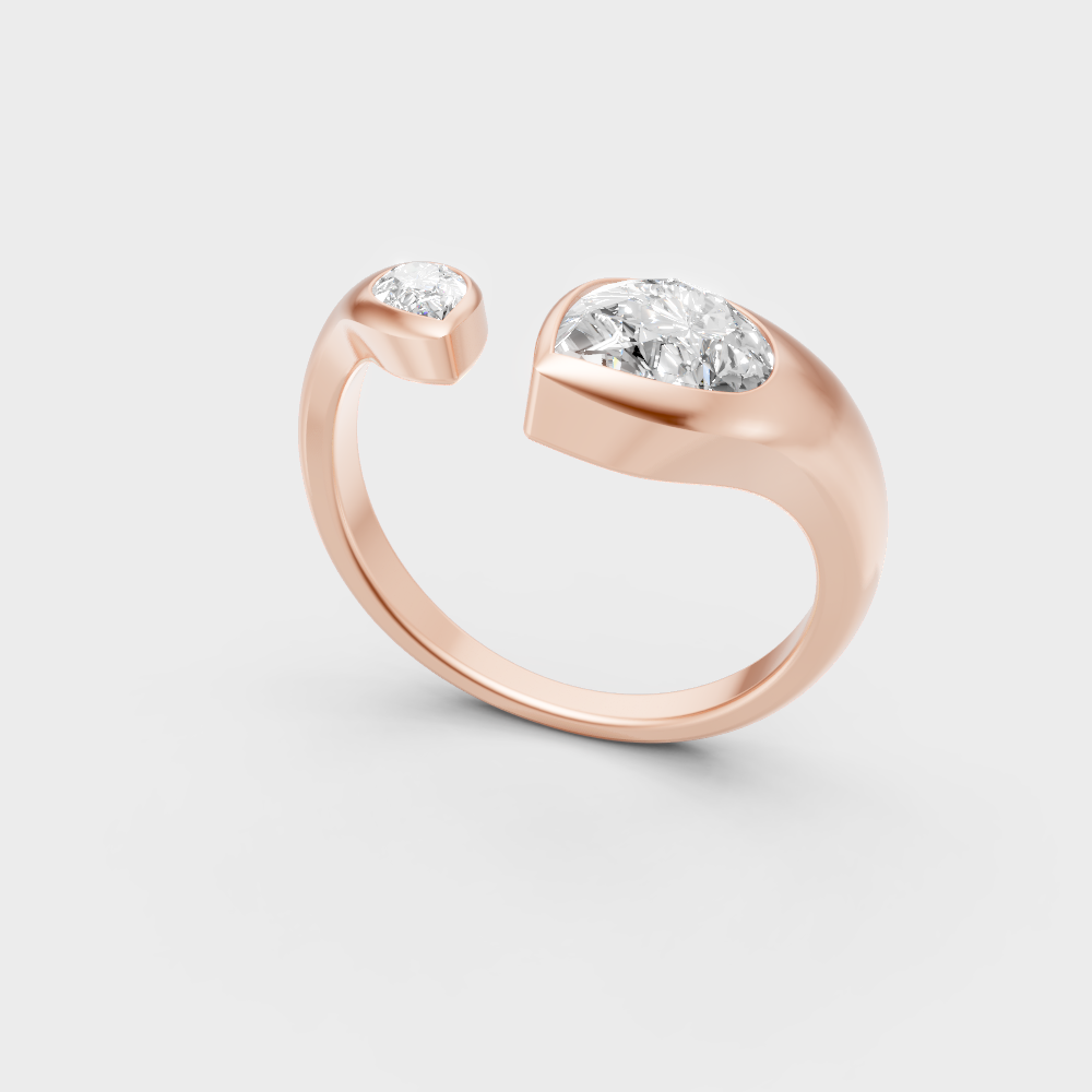 Unique rose gold solitaire featuring an Igi-certified pear lab diamond