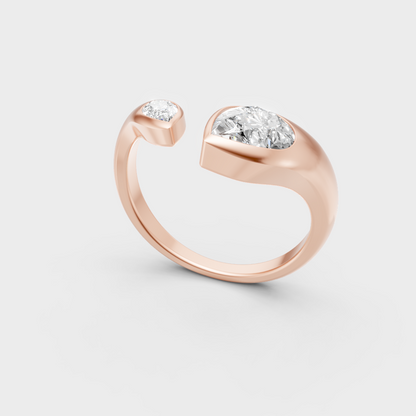 Unique rose gold solitaire featuring an Igi-certified pear lab diamond