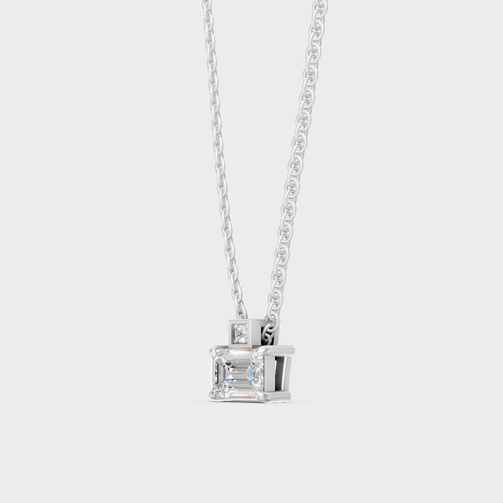 GLI Certified 0.40 Carat Emerald Round Halo Diamond Necklace White Gold