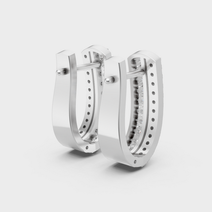 Luxury Platinum Round Cut Lab Diamond Hoop Earrings For Women