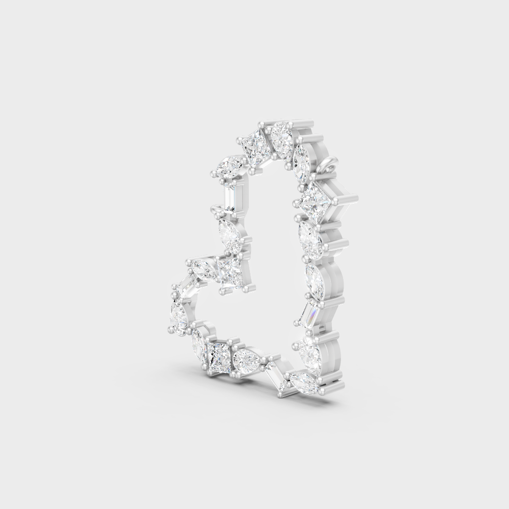 Sleek 18K White Gold Pendant Featuring Pear, Baguette, And Princess Lab Diamonds