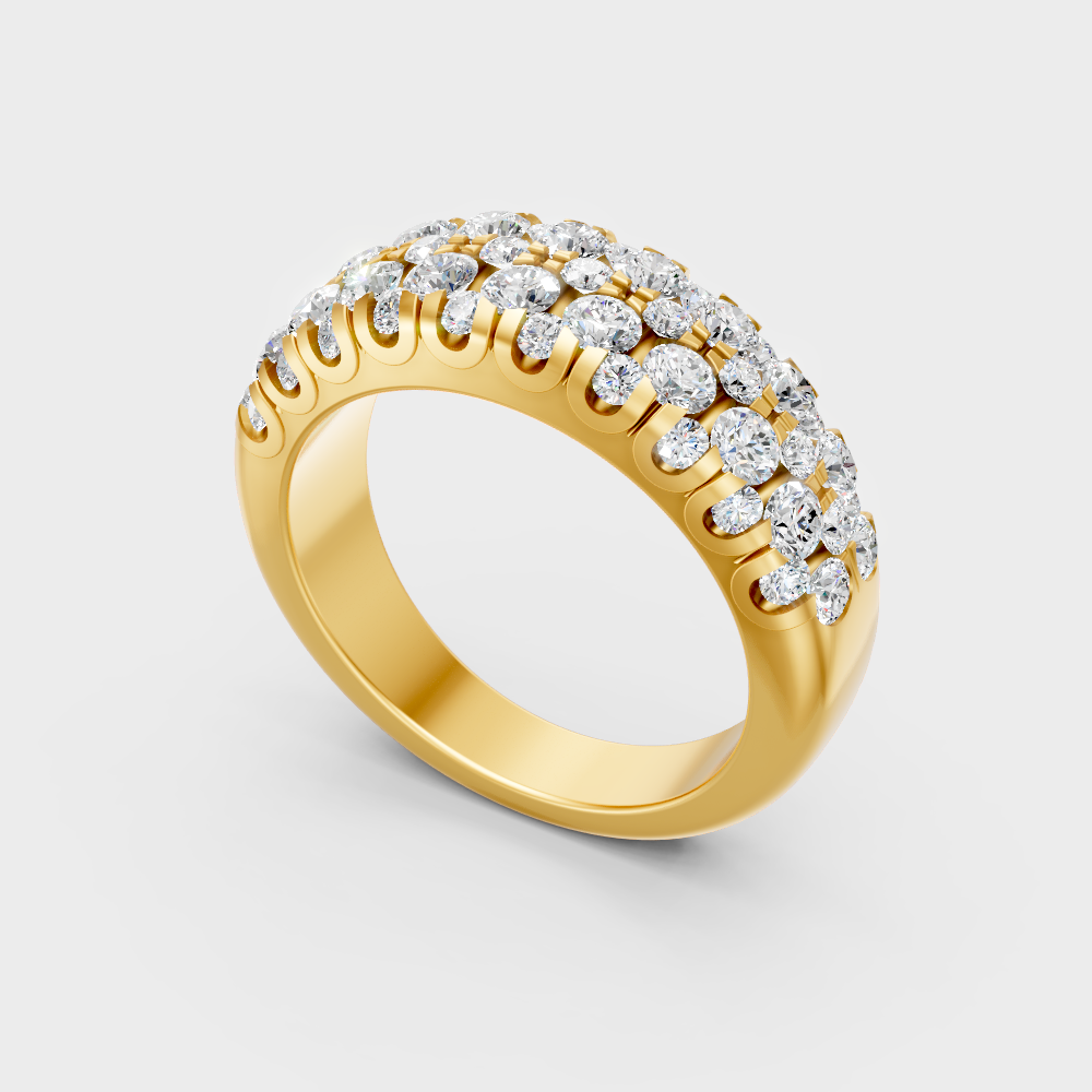 Classic 14K Yellow Gold Diamond Band Featuring Round Lab Diamond