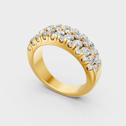 Classic 14K Yellow Gold Diamond Band Featuring Round Lab Diamond