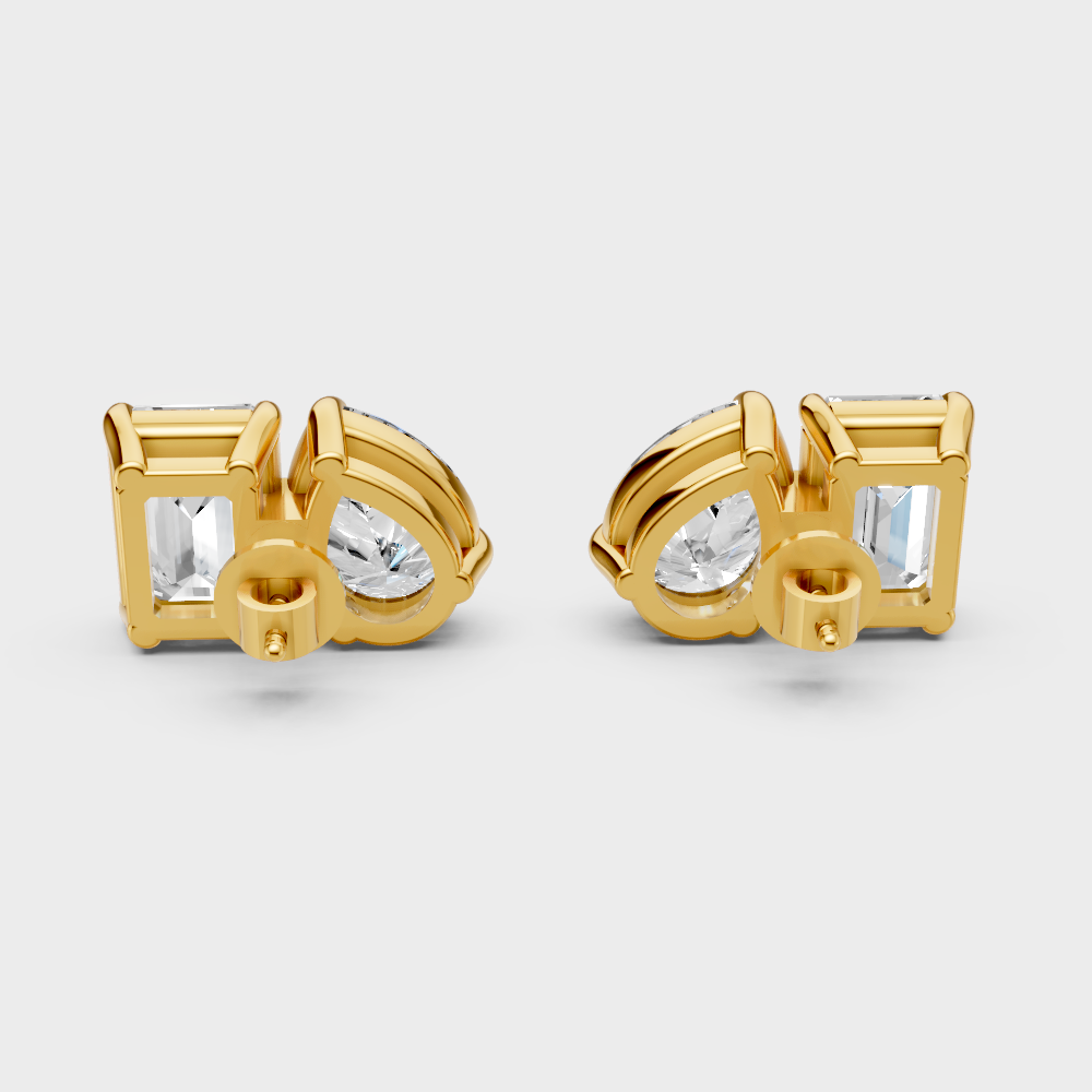 Fine Jewelry Lab-Grown Diamond Earrings Emerald Pear Shape Yellow Gold Hallmark