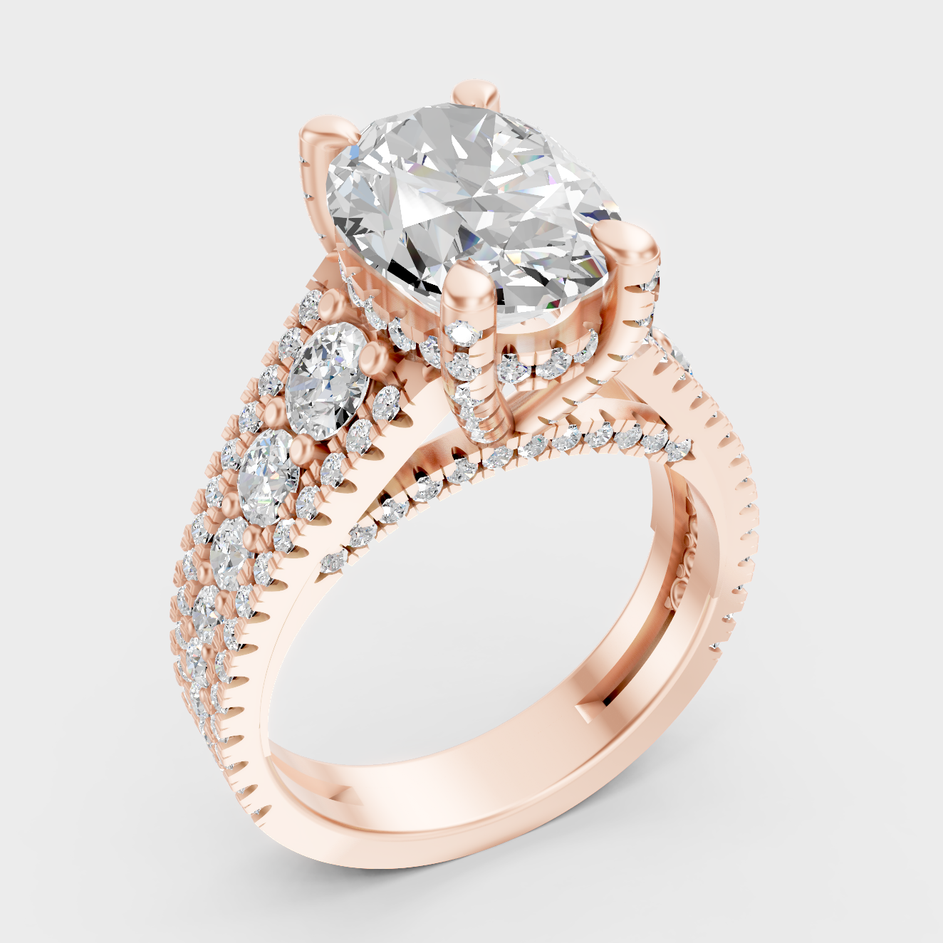 Rose Gold Oval Lab Grown Diamond Ring Elegant Luxury Style