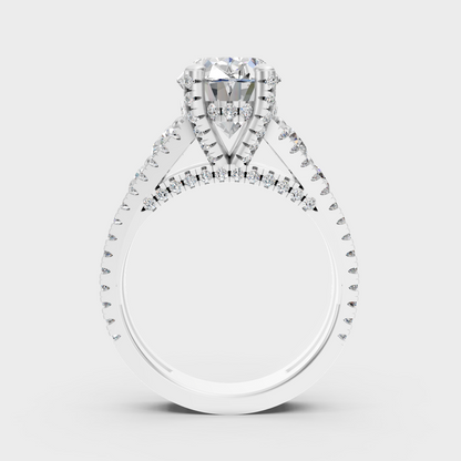 White Gold Oval Diamond Ring With Brilliant Accent Stones