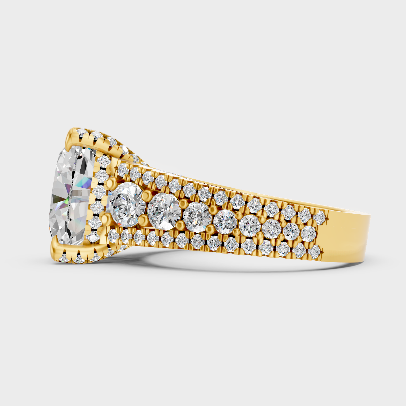 Yellow Gold Anniversary Ring With Round Side Diamonds