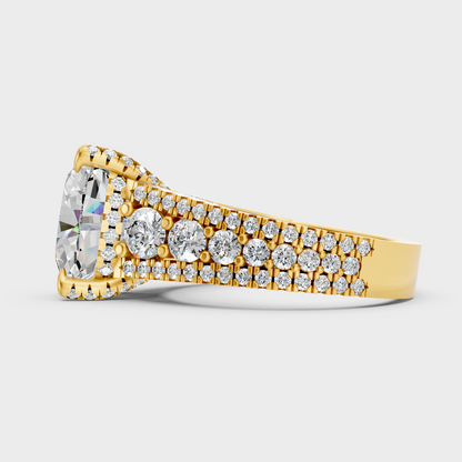 Yellow Gold Anniversary Ring With Round Side Diamonds