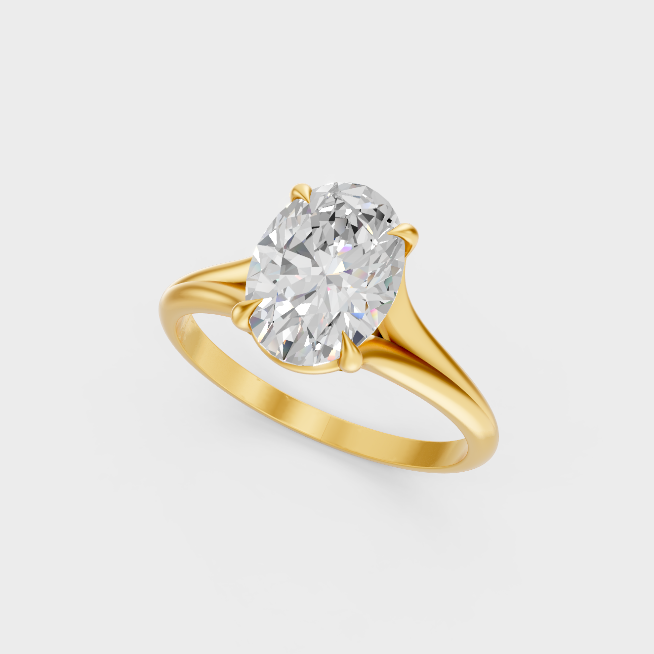 Yellow Gold Oval Cut Lab Diamond Ring 1 To 5 Ct Elegant Womens Jewelry