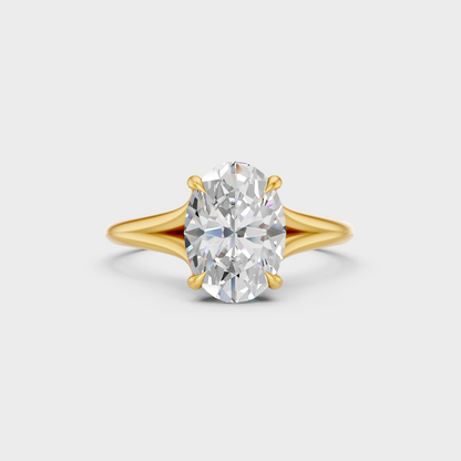 1 To 5 Ct Oval Cut Lab Grown Diamond Ring In Yellow Gold Luxury Jewelry