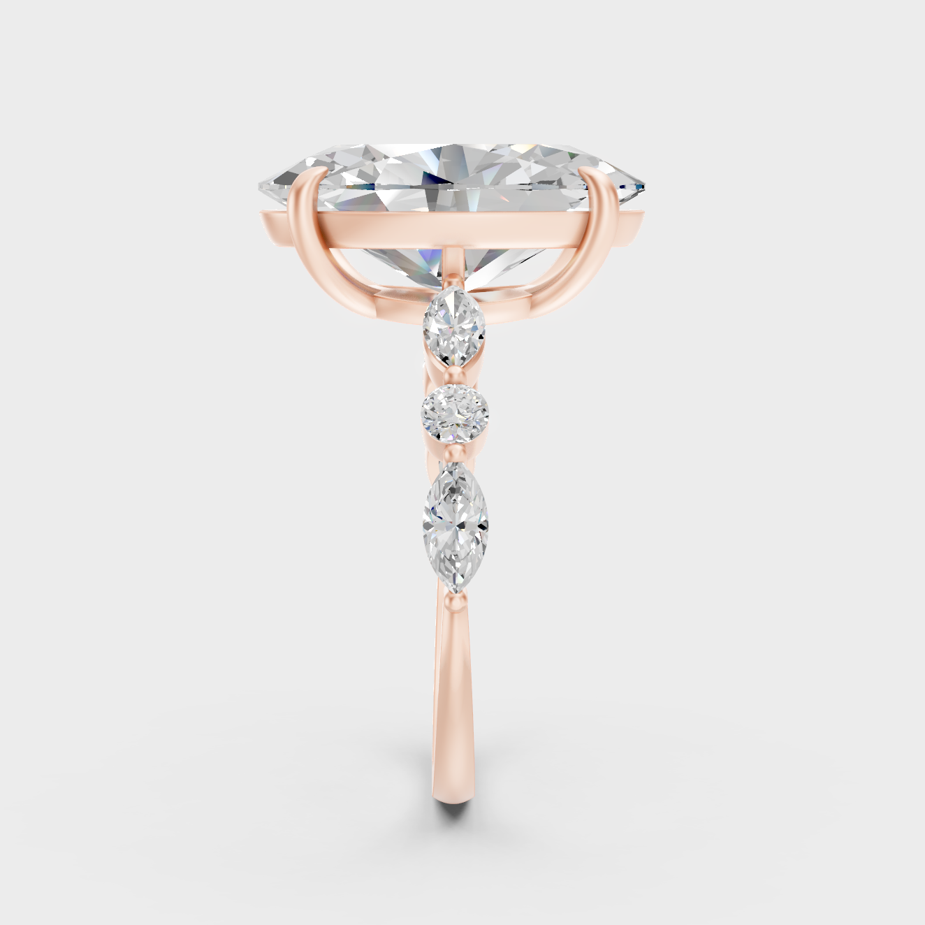 Elegant 4.05 Ct lab-grown diamond solitaire with intricate accent detailing in 14K rose gold.