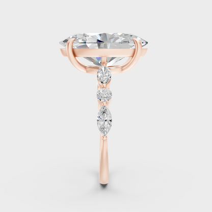 Elegant 4.05 Ct lab-grown diamond solitaire with intricate accent detailing in 14K rose gold.