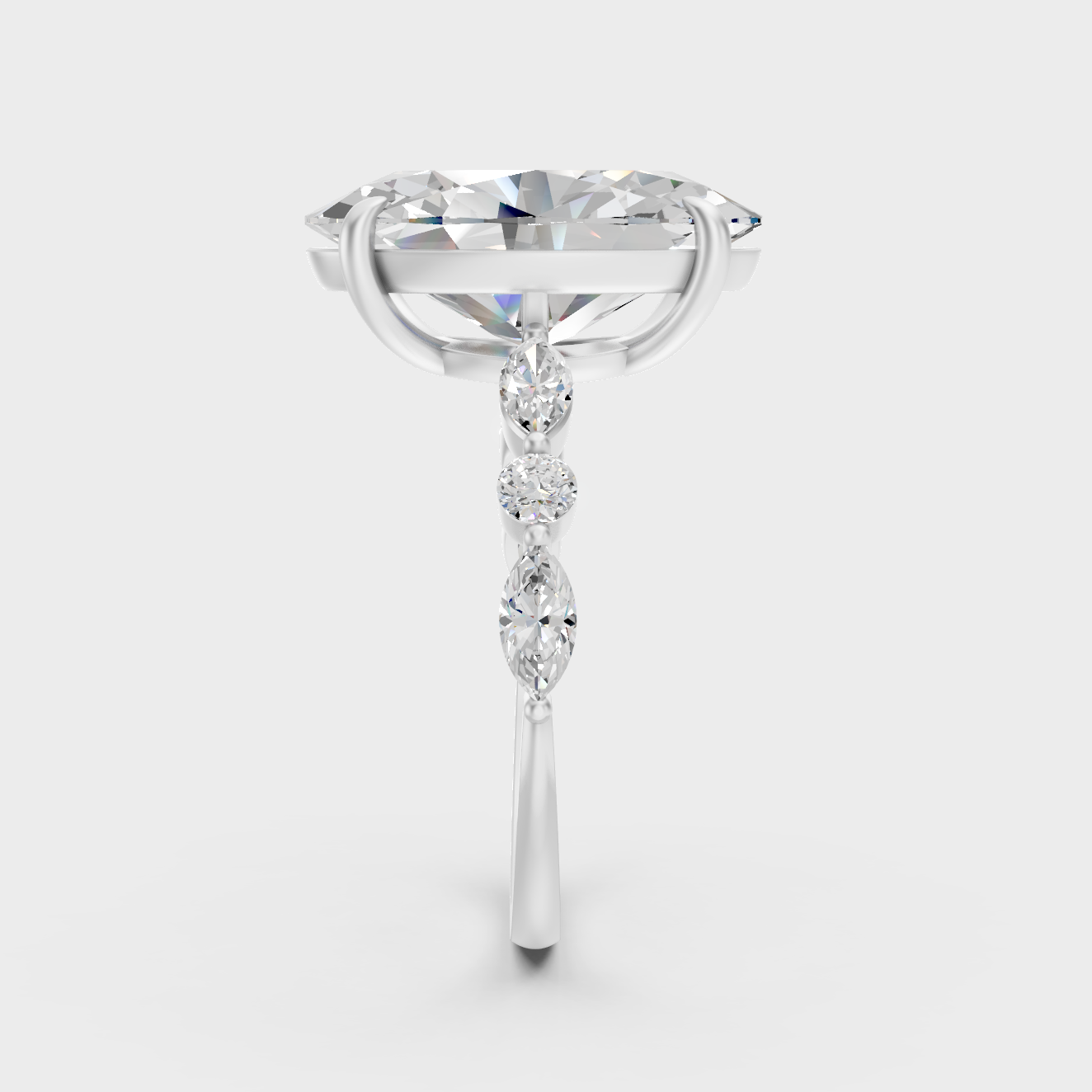 Radiant 4.05 Ct lab-grown diamond solitaire ring set in a modern 9K white gold band.