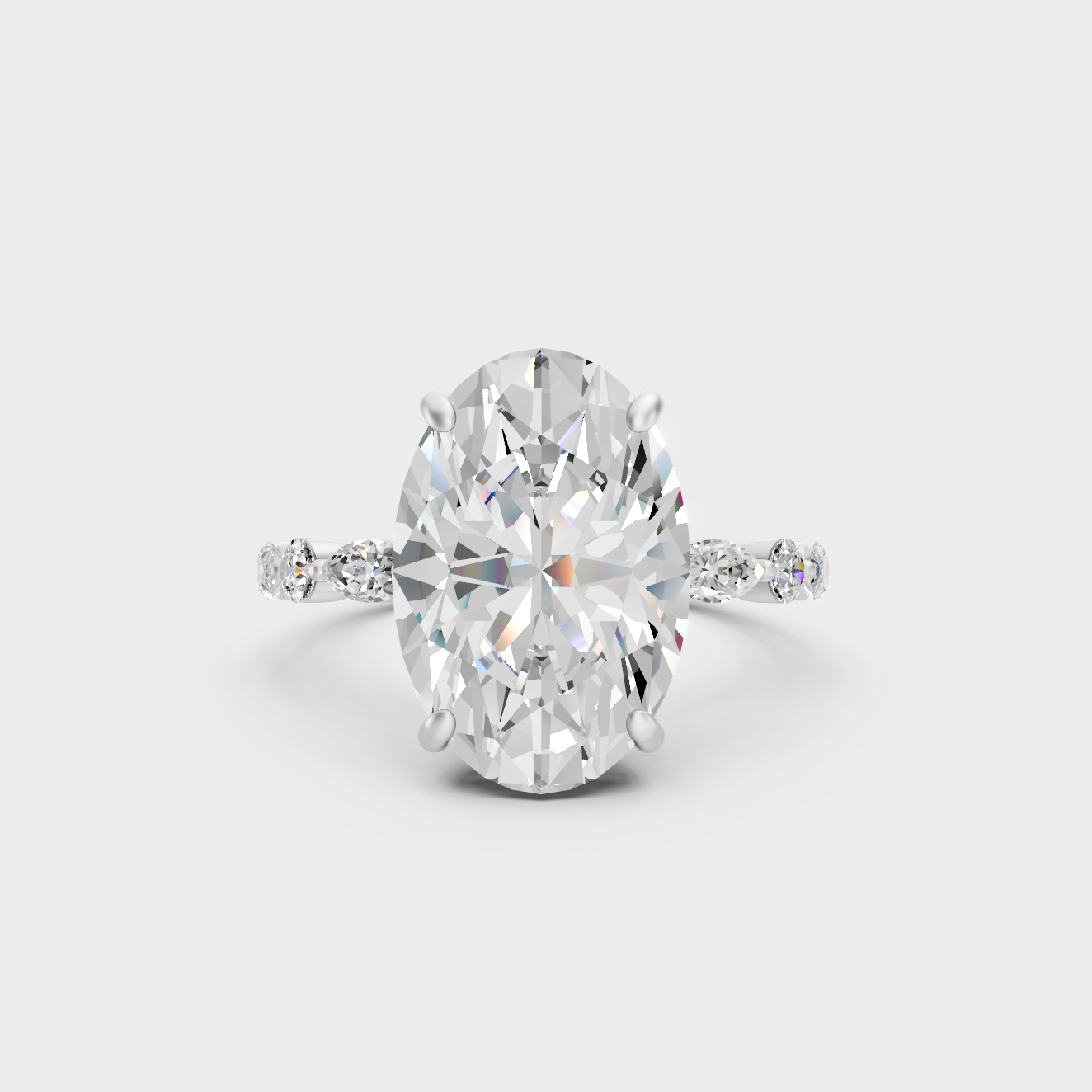 4.05 Ct lab-grown diamond solitaire ring featuring marquise and round accents in 950 platinum