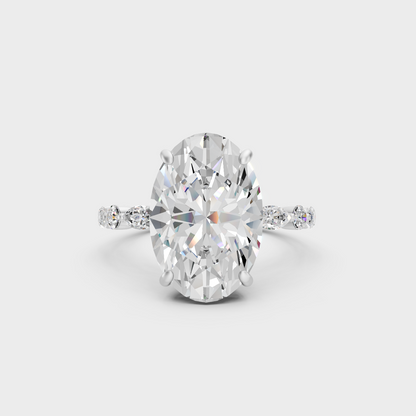 4.05 Ct lab-grown diamond solitaire ring featuring marquise and round accents in 950 platinum