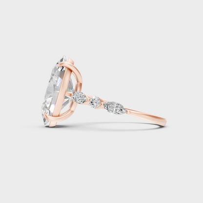 Ethical luxury 4.05 Ct lab-grown diamond ring featuring a stunning 18K rose gold band.