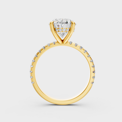 Luxury 4.62 Ct lab-grown diamond solitaire with hidden halo accents set in polished 9K yellow gold.