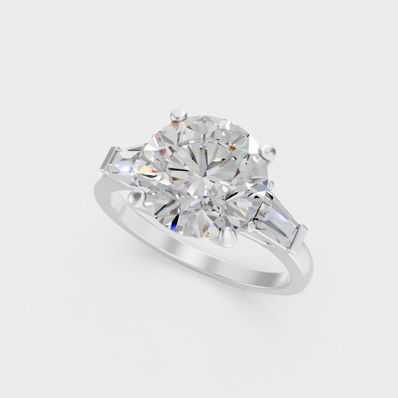 High-durability 3.32 Ct lab-grown diamond three-stone engagement ring, premium 950 platinum.