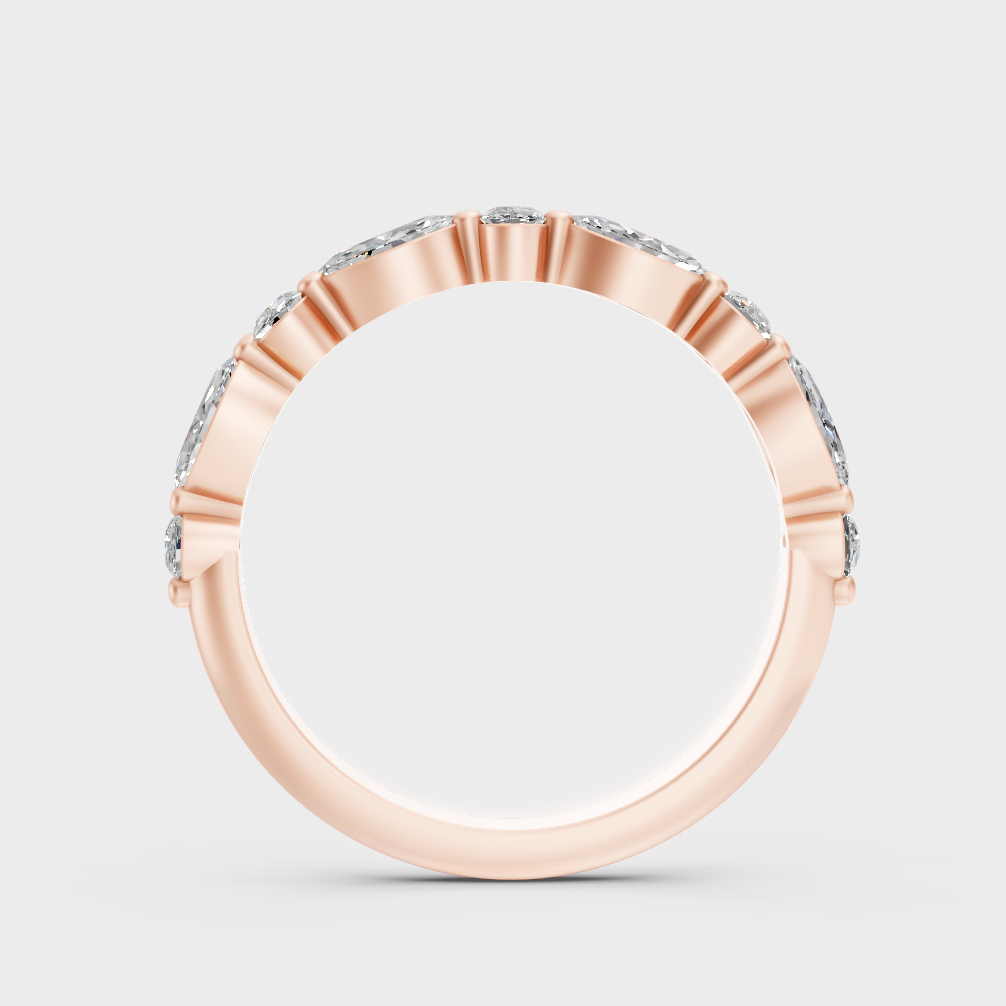 Rose Gold Luxury Round Marquise Diamond Band Fine Jewelry