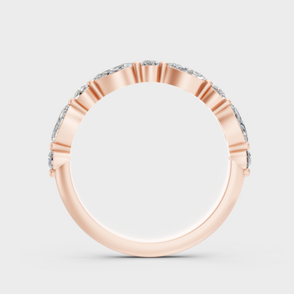 Rose Gold Luxury Round Marquise Diamond Band Fine Jewelry