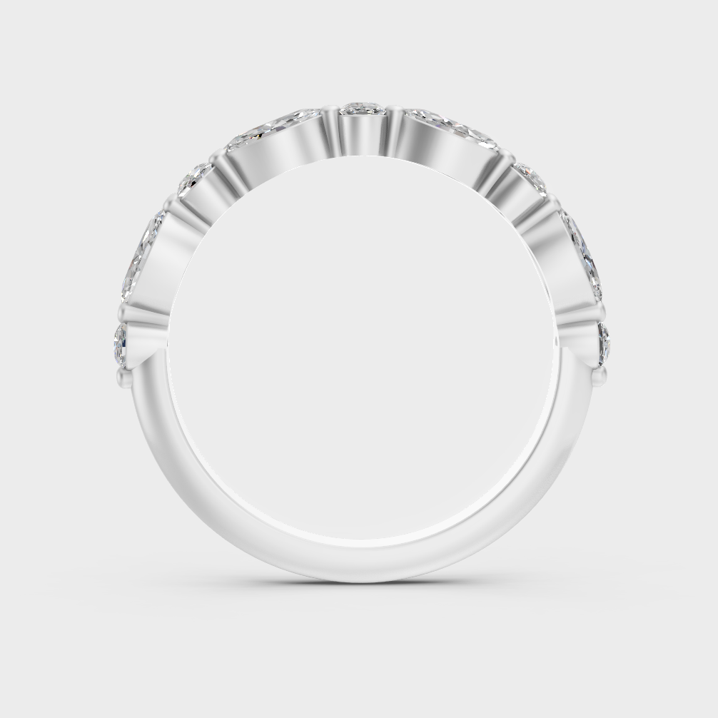 White Gold Round Marquise Wedding Band With Brilliant Sparkle