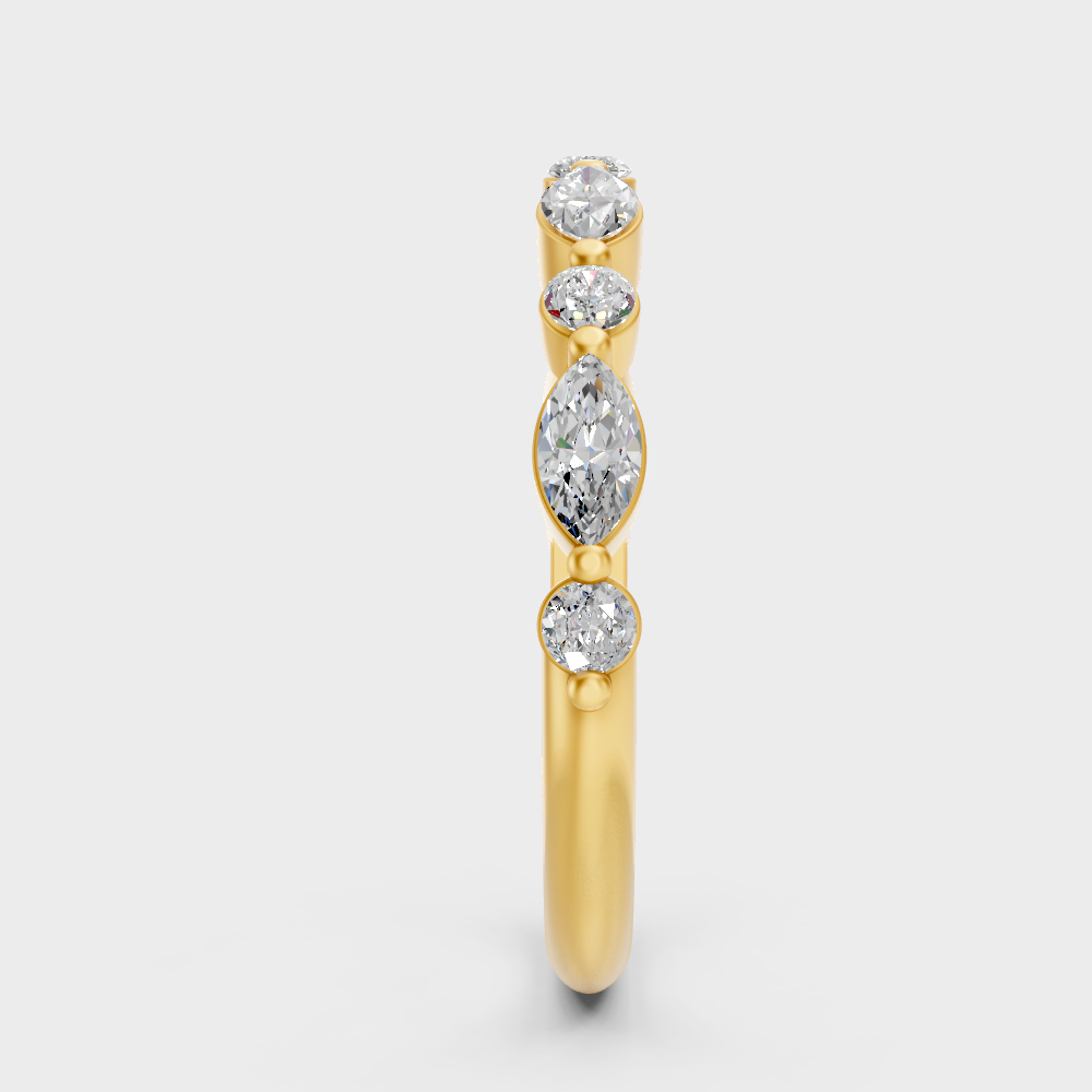 0.53 Ct Round Marquise Diamond Band In Yellow Gold