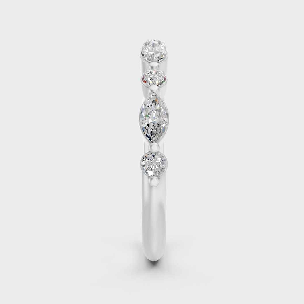 Premium Platinum Diamond Band With Round And Marquise Stones