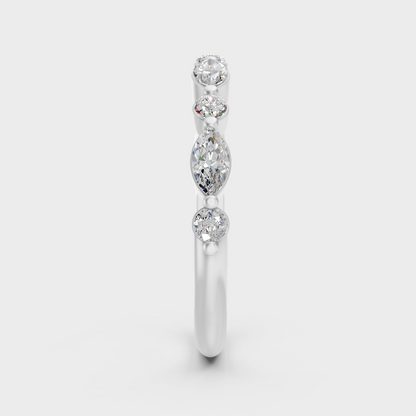 Premium Platinum Diamond Band With Round And Marquise Stones