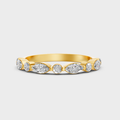 Elegant Round Marquise Proposal Band In Yellow Gold