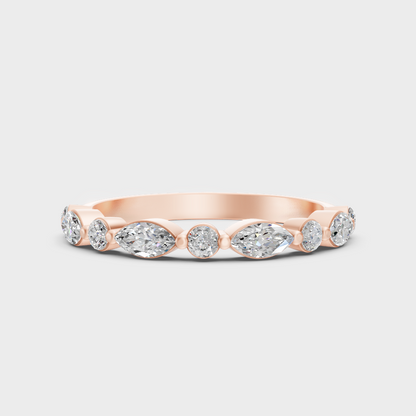 Rose Gold Round Marquise Lab Grown Diamond Band Timeless Style