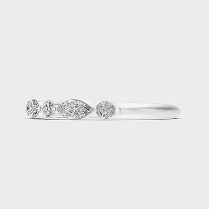 White Gold Certified Round Marquise Diamond Band Elegant Style