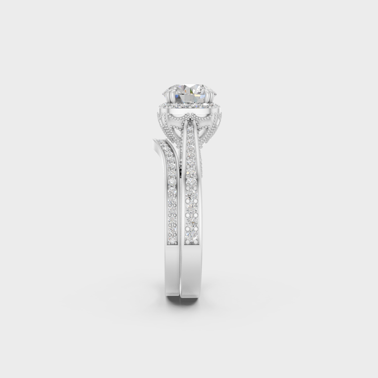 White Gold Certified Round Diamond Ring Set Elegant Design